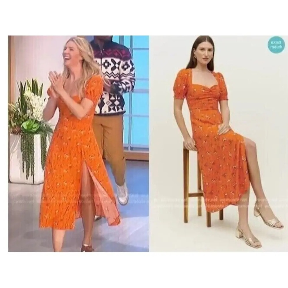 NWT Reformation Lacey Dress in Floral Orange color - Picture 7 of 7